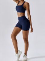 Indulge in Mindful Beauty: High-Waist High-Support 2-Piece Yoga Shorts & Bra Set - Comfortably Stylish, Flattering & Supportive