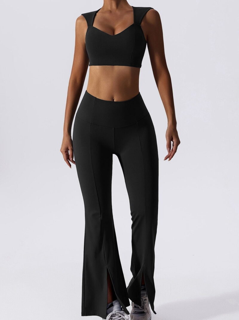 Luxuriously Flattering 2-Piece Yoga Set - Flared Wide Leg Cut & High Support Sexy Elegance Fitness Top - Perfect for Active Women