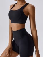 Mindful Beauty: High-Waist, High-Support, Sensual 2-Piece Yoga Shorts & Bra Set - Perfect for Yoga, Pilates, and Everyday Comfort