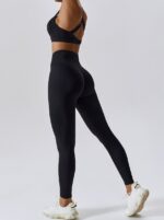 Mindful Beauty Yoga Outfit: High-Waist High-Support 2-Piece Leggings & Bra Set for Comfort & Support