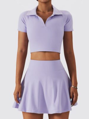 Mindful Flow Yoga Set: Tennis-Top & Skort 2-Piece Value Combo - Sexy & Stylish for the Court or Studio