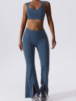 Sensual Flared Wide Leg Cut & High Support 2-Piece Yoga Set - Sexy Elegance Fitness Top for Women
