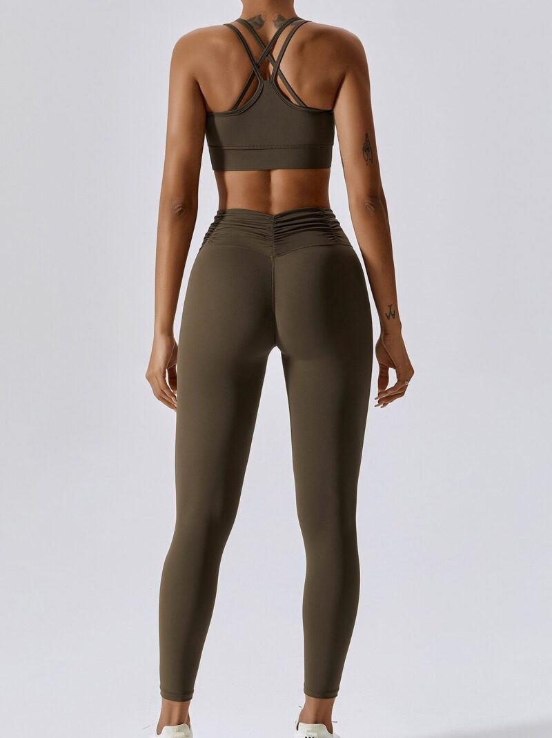 Shape Your Body with Sexy Symmetry - Fold-Over Waistband Leggings & Double Strapped Bra Yoga Set