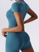 Short Sleeve Yoga Onesie with Slim Fit - Flattering & Elegant