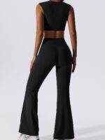 Sultry, Stylish 2-Piece Yoga Set - Flared Wide Leg Cut & High Support Fitness Top for Maximum Comfort and Elegance.