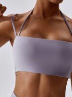 Athletic Attire for the Modern Woman: Seamless Strappy Sports Bra & High Waist Shorts Set - Comfort & Style Combined!
