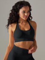 Cool & Breathable Comfort: Backless Halter Sports Bra for Active Women
