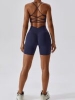 Delicate, Bare-Backed, Spaghetti-Strap Sports Bra - Perfect for High-Impact Workouts in Style!