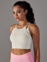 Fashionista-Approved Double-Layer Spaghetti Straps Racerback Crop Top for Women - Flaunt Your Style!
