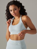 Feel the Freedom: Backless Halter Sports Bra with Breathable Comfort for Maximum Mobility