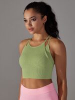 Flaunt-Worthy Double-Layer Spaghetti Straps Racerback Crop Top - Show Off Your Style!