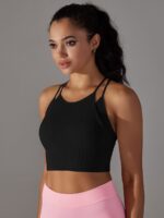 Flirtatious, Skin-Baring Double-Layer Spaghetti Strap Racerback Crop Top - Perfect for Showing Off Your Sexy Side!