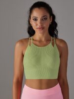 Flirty Double-Layer Spaghetti Strap Crop Top with Racerback Design