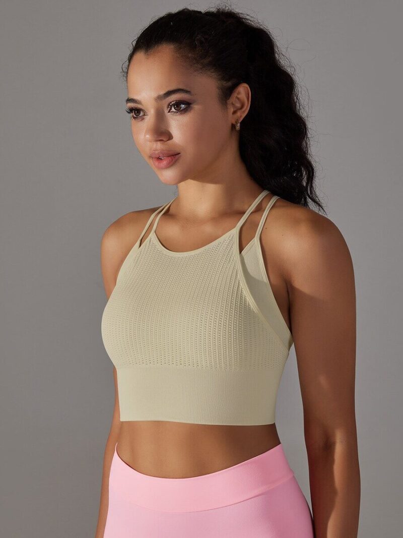Flirty, Funky Double-Layer Spaghetti Strap Crop Top - Perfect for a Racerback Look!