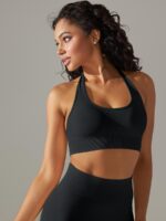 High-Performance Backless Halter Sports Bra with Breathable Comfort and Supportive Fit