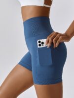 Hot Womens High-Waisted Breathable Pockets Yoga Scrunch-Butt Shorts for Working Out and Lounging