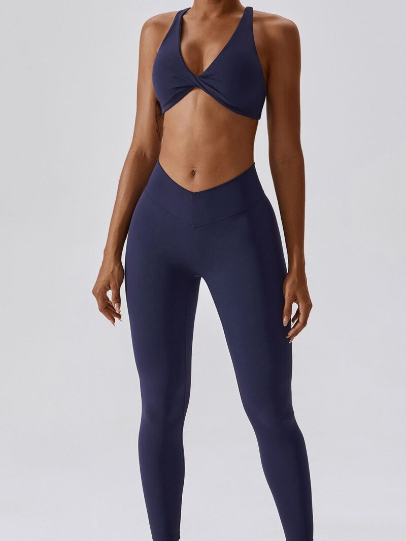 Hot & Stylish Criss-Cross Twist Front Sports Bra & V-Waist Scrunch Butt Leggings Set - Perfect for Working Out, Yoga, Running, and More!