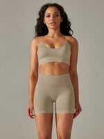 Indulge in Comfort and Style with this Seamless Adjustable Sports Bra & High Waisted Shorts Set - Perfect for Yoga, Running, and Everyday Wear!