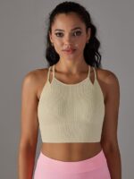 Ladies Double-Layer Spaghetti Straps Racerback Crop Top - Show Off Your Style in This Flattering and Comfortable Top!