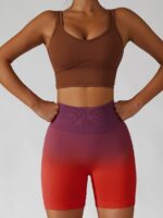 Look & Feel Your Best in Gradient High Waisted Yoga Shorts with Scrunch Bum Detail!