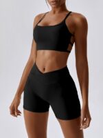 Look Hot & Feel Great in this Sexy Scrunch Butt Shorts & Low Impact Cross-Back Sports Bra Set - Perfect for Working Out & Lounging!