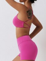 Look & Feel Sexy While Staying Active: Low Impact Backless Padded Sports Bras & Scrunch Butt Shorts Set for Women