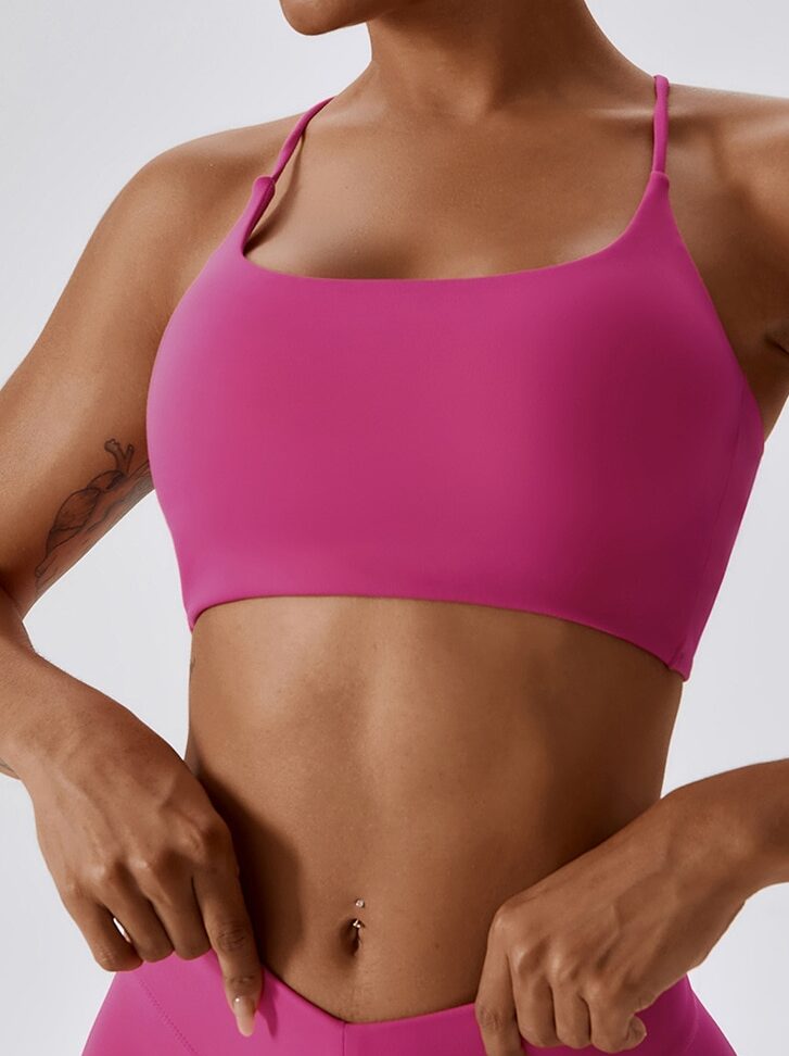 Luxurious Backless Spaghetti Strap Athletic Bra | All-Day Comfort & Support