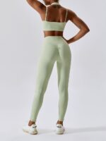 Luxurious Double-Strap Halter Neck Bra & V-Waist Leggings with Pockets Set - Perfect for Every Occasion!