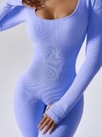 Luxurious Ribbed Long Sleeve Onesie with Cozy Thumb Hole - Soft and Stretchy Comfort