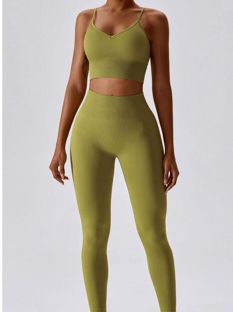 Luxurious Ribbed Seamless High-Waisted Sporty Leggings - Soft & Stretchy for Maximum Comfort & Performance