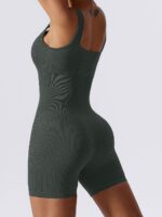 Luxurious Ribbed U Neck Onesie with Flattering Tummy Control - Look and Feel Your Best!