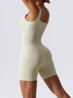 Luxurious Ribbed U Neck Onesie with Slimming Tummy Control - Feel Comfortable and Look Stylish!