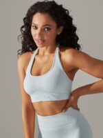 Luxuriously Soft Backless Halter Sports Bra with Maximum Breathable Comfort