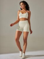 Luxuriously Soft Seamless Adjustable Sports Bra & High-Rise Waisted Shorts Sets for a Flawless Fit and Comfort