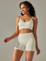 Luxuriously Soft Seamless Adjustable Sports Bra & High-Waisted Shorts Sets - Comfort and Style for an Active Lifestyle.