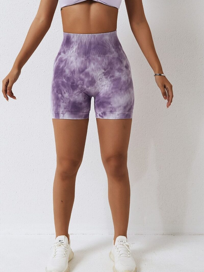 Mindful Essence V2 High-Waisted Tie-Dyed Push-Up Yoga Shorts with Scrunch-Butt Design – Perfect for Yoga, Pilates, and Everyday Wear
