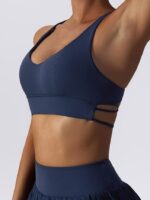 Move with Confidence in this Sexy Racerback Push-Up Sports Bra - Perfect for Vinyasa Flow Yoga and Other Workouts!