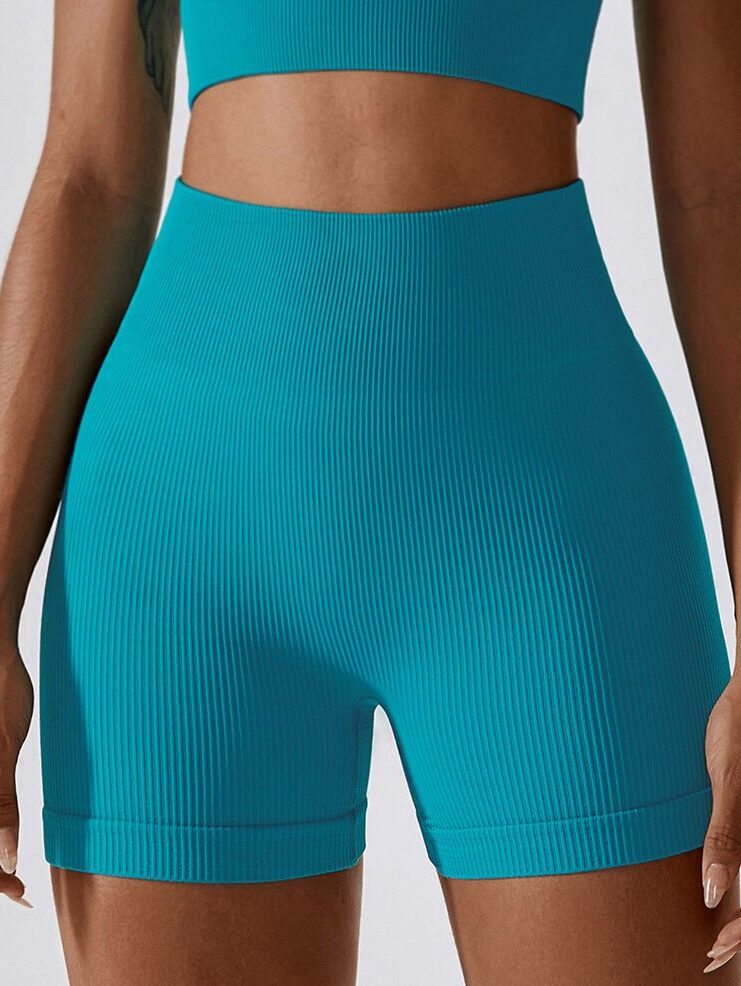 Ribbed Seamless High-Waisted Sport Shorts