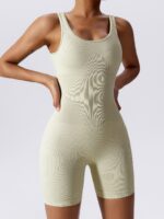 Ribbed U Neck Bodysuit with Slimming Tummy Control | Sexy Fitted One Piece Outfit | Flattering Stretchy Shapewear