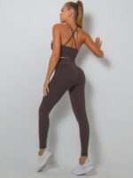 Sassy Spaghetti Strap Sports Bra & Curve-Hugging High Waisted Leggings Set - Low Impact Workout Ready!