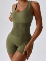 Seamless Racerback Cutout Onesie - Essentia Core: Soft, Stretchy Comfort with a Flattering Fit and Stylish Cutouts.