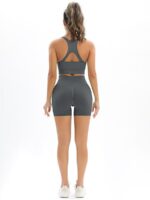 Seductive Two-Piece Ribbed Racerback Bra & Flattering High-Waisted Shorts Set - Perfect for Any Occasion!