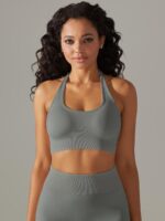 Sensual Backless Halter Sports Bra with Ultra Breathable Comfort and Support