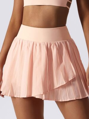 Sensual High-Waisted Double-Layered Tennis Skort with Flattering Fit for Athletic Women