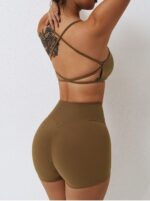 Sensual Low Impact Backless Padded Sports Bra & Scrunch Butt Shorts Set - Comfortably Enhance Your Curves!