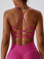Sensual Sheer Backless Spaghetti Strap Athletic Bra - Perfect for Working Out or Lounging in Comfort and Style