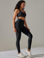 Sensual Sportswear Set: Halter Sports Bra & High Waisted Leggings with Breathable Comfort and Soft, Stretchy Fabric for Maximum Comfort & Performance.
