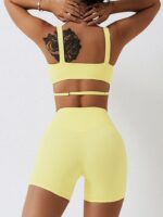 Sensual Strappy Sports Bra & High Waisted Shorts 2-Piece Yoga Outfit - Perfect for a Workout or Lounging Around!