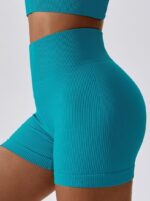 Sensual Stretchy Ribbed Seamless High-Waisted Athletic Shorts - Perfect for Working Out or Lounging!