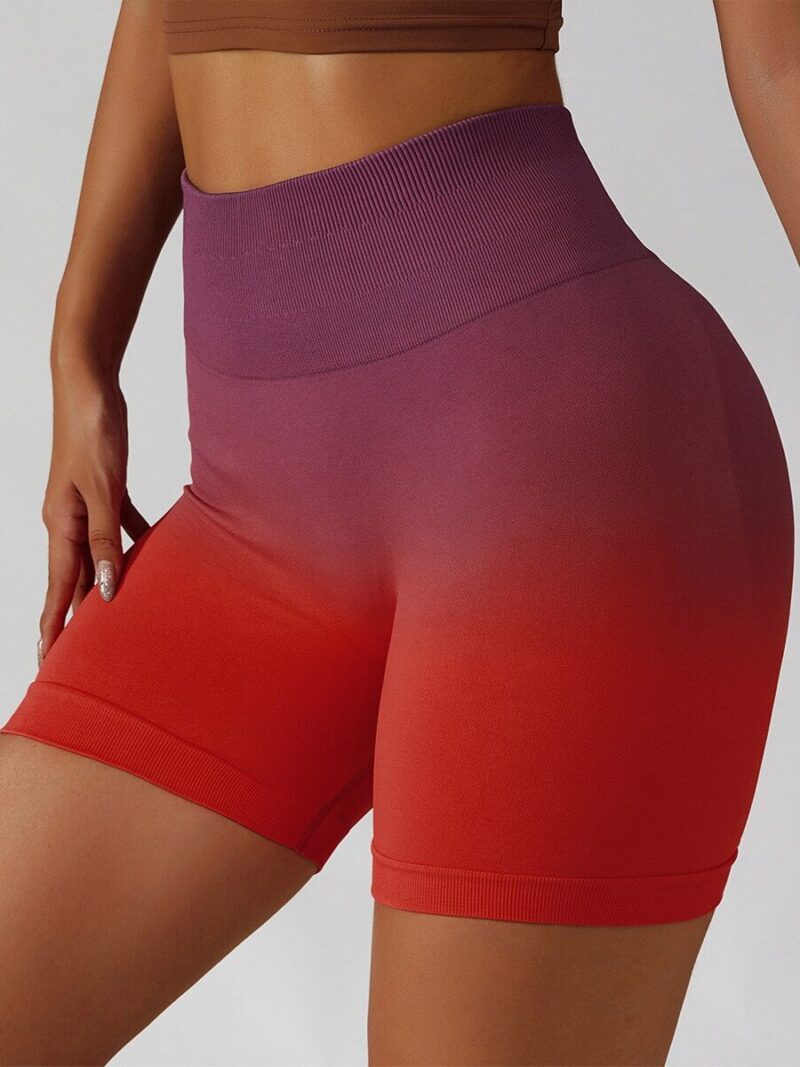 Sensuous Gradient High-Waisted Scrunch Bum Yoga Shorts - Perfect for Working Out and Lounging Around